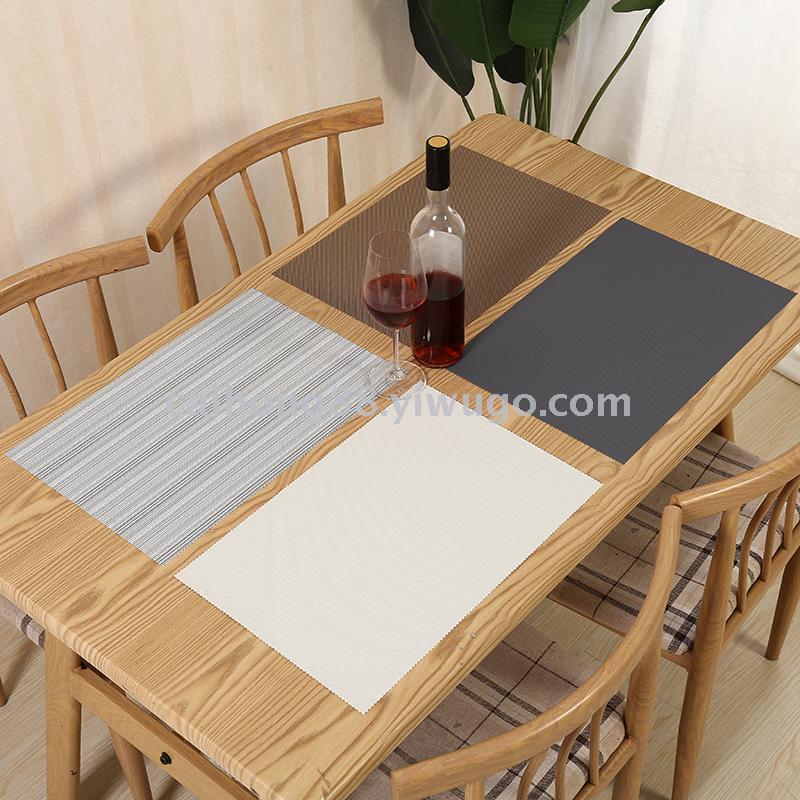 Wholesale of new solid-color Teslin table MATS, placemats, European-style striped woven plate MATS and bowl MATS Item Picture