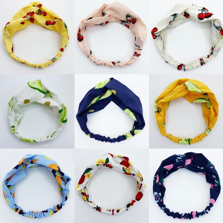 Wholesale factory direct sales of new Korean-style fruit series cross bow fashion hair bands and multi-color fabric headbands full figure