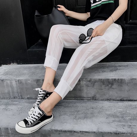 Cool pants, mosquito-proof and sun-proof new summer mesh air-conditioned pants, nine-inch skinny pants, loose casual pants, Harun pants for women Application Scenario