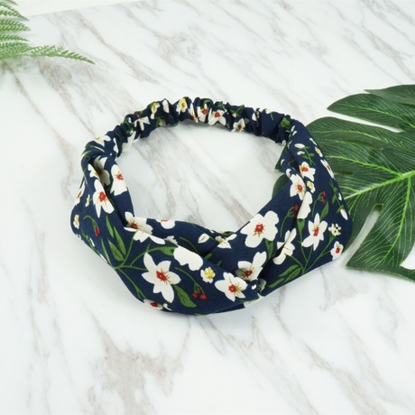 New style hair band women's headwear, small floral fabric wide-edge knotted hair band, fashionable hair accessory factory direct sales Specification drawing