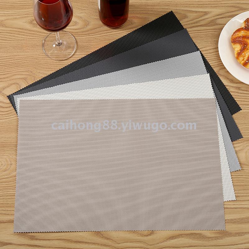 Wholesale of new solid-color Teslin table MATS, placemats, European-style striped woven plate MATS and bowl MATS details Picture