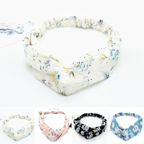 Factory direct sales of facial wash exercise cross hair bands, women's multi-color wide edge knot hair bands, Korean version elastic hair bands full figure