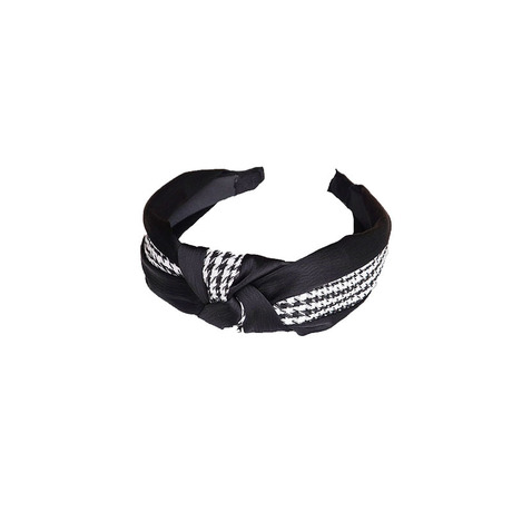 New Korean-style hair band with a retro checkered pattern, wide edge cross-knotting hair clip, headband for women, factory direct sales Item Picture