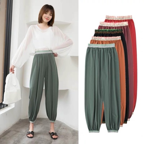 Loose, drape, slimming, tight-fitting, quick-drying sportswear pants for women in spring and summer, versatile, casual, Instagram trendy lantern sweatpants, and ice pants