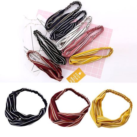 Best-selling striped hair bands, European and American fashion cross-knotted fabric hair ties, women's headwear accessories factory direct sales details Picture