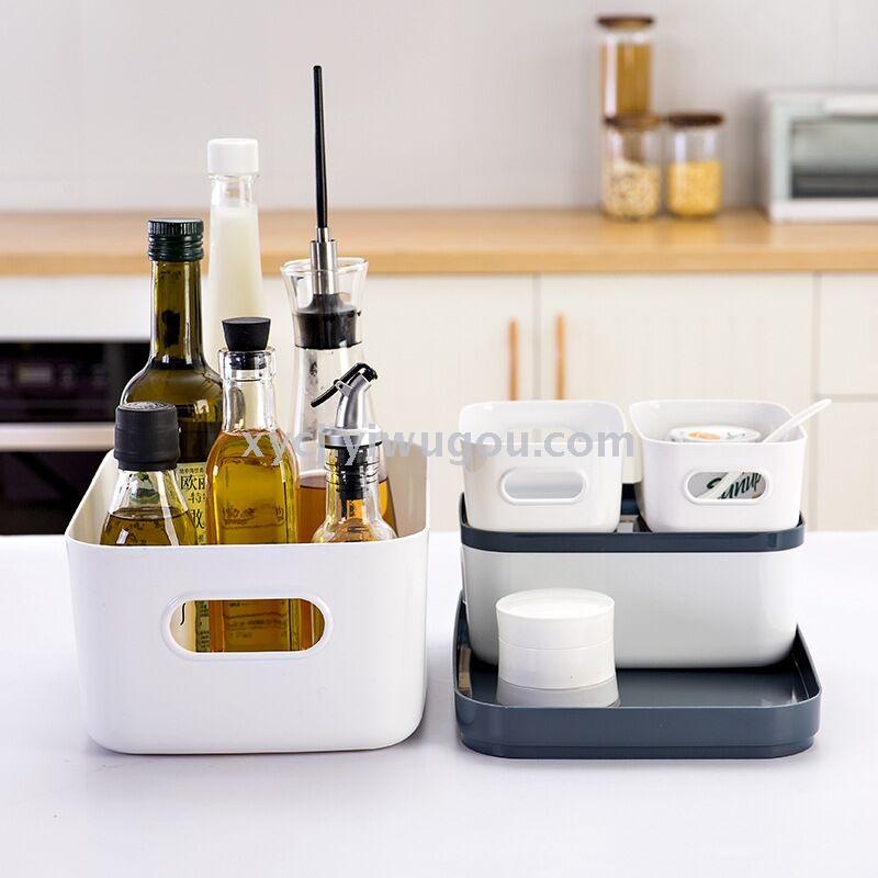 Creative kitchen tableware storage box, rectangular desktop cosmetics organization box Application Scenario