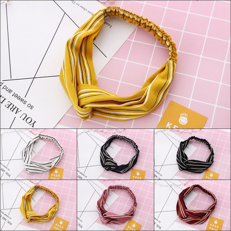 Best-selling striped hair bands, European and American fashion cross-knotted fabric hair ties, women's headwear accessories factory direct sales full figure