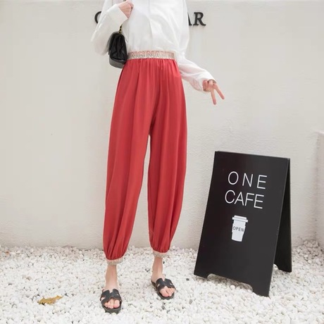Loose, drape, slimming, tight-fitting, quick-drying sportswear pants for women in spring and summer, versatile, casual, Instagram trendy lantern sweatpants, and ice pants details Picture