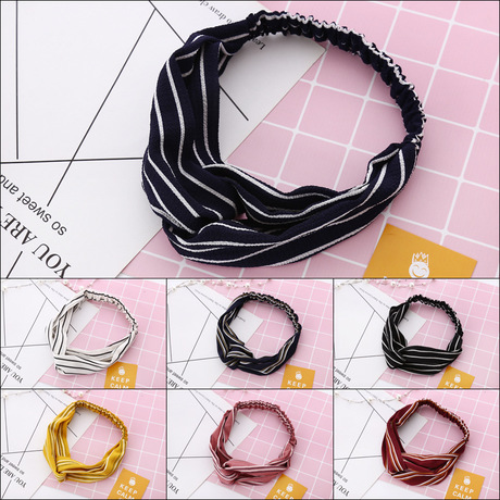 Best-selling striped hair bands, European and American fashion cross-knotted fabric hair ties, women's headwear accessories factory direct sales Item Picture