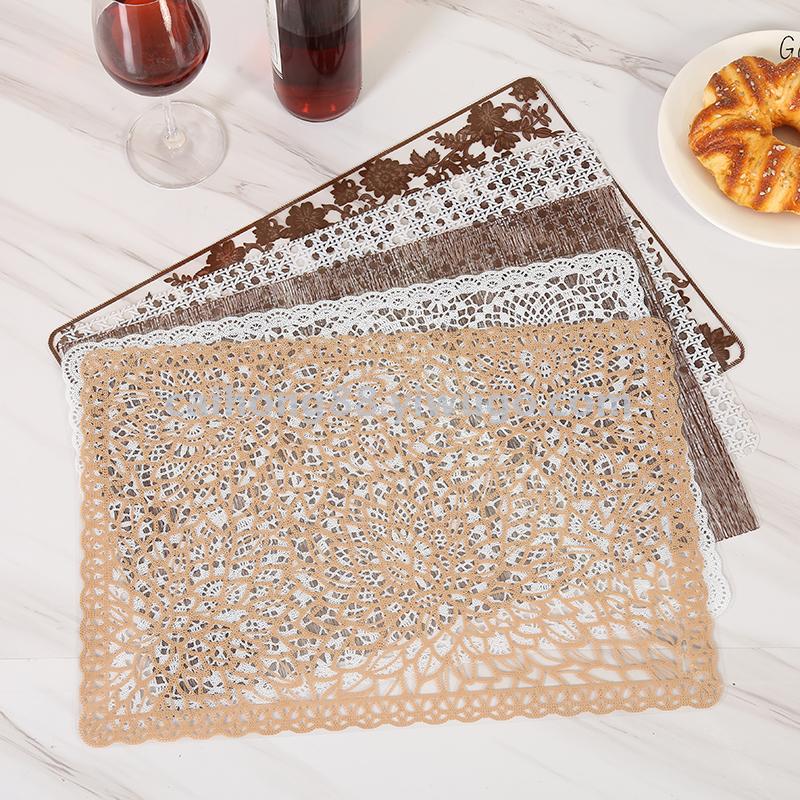 Simple Nordic-style table mat, hollowed-out PVC thickened Western table mat, waterproof, anti-slip and heat-insulating Chinese table mat, customizable details Picture