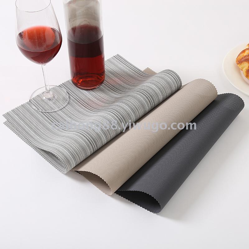 Wholesale of new solid-color Teslin table MATS, placemats, European-style striped woven plate MATS and bowl MATS full figure