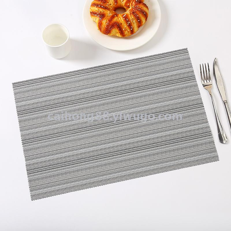 Wholesale of new solid-color Teslin table MATS, placemats, European-style striped woven plate MATS and bowl MATS Specification drawing