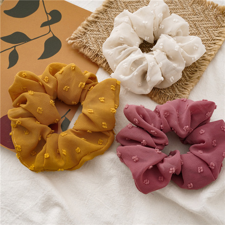 Wholesale of new Korean summer bubble seep solid color hair bands and large intestine bands. Japanese-style ins all-purpose hair ties for girls Specification drawing