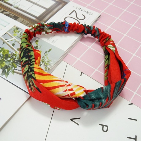 New autumn and winter fabric hair bands, Korean style, fresh and artistic, leaf fabric knotted and crossed hair bands, makeup tie hair bands Specification drawing
