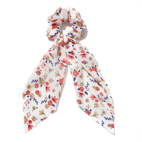 A new Korean version of floral and fresh hair tie with a ribbon, a versatile female accessory with a ponytail and a large intestine ring, and a sweet Japanese and Korean Instagram head accessory Item Picture