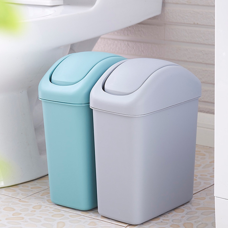 欧式新款创意时尚摇盖客厅长方形家用 有盖垃圾桶加厚 卫生间北欧