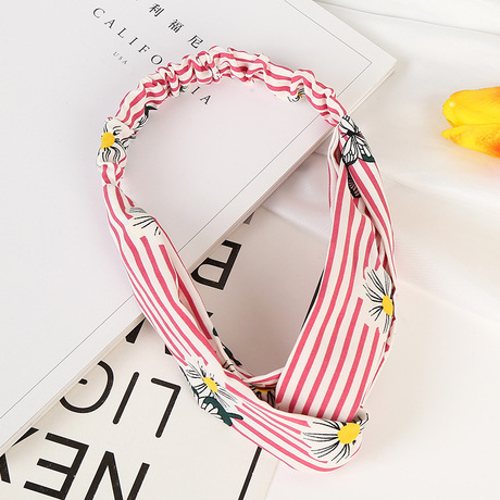 New Korean version striped printed facial mask, loose and tight interlaced hair tie, simple and retro hair accessory and headwear in stock Specification drawing