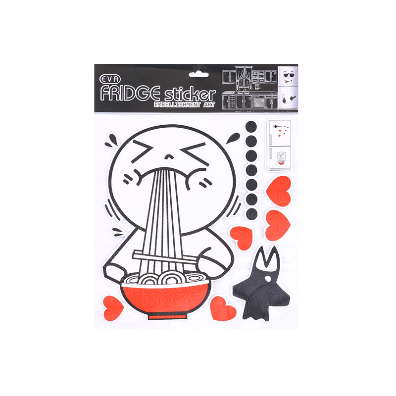 Refrigerator stickers, creative kitchen furniture renovation and transformation decorations, waterproof self-adhesive removable cute stickers details Picture