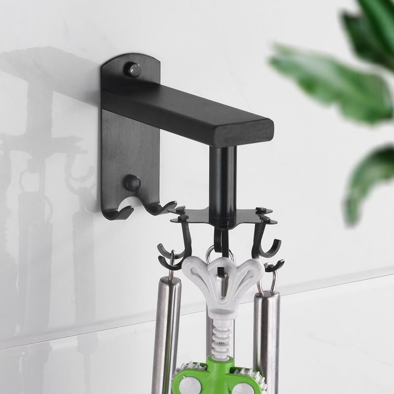 Fashionable space aluminum non-perforated hook kitchen storage rack, rotating hook spoon organizing rack, wall storage rack Application Scenario