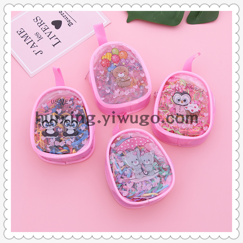 Children color rubber band girl baby hair tie black disposable high elastic rubber hair ring pull constantly without hair injury thumbnail
