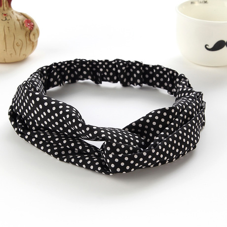 Hot-selling Korean style fresh and retro classic small polka dot hair band, versatile polka dot printed middle fork hair band in stock wholesale Application Scenario