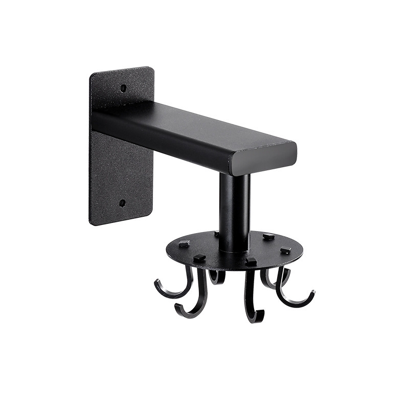 Fashionable space aluminum non-perforated hook kitchen storage rack, rotating hook spoon organizing rack, wall storage rack