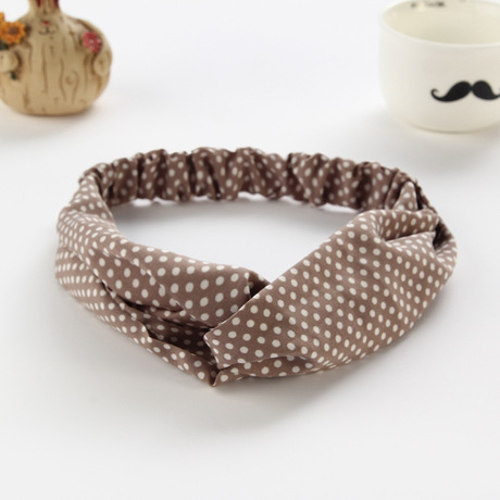Hot-selling Korean style fresh and retro classic small polka dot hair band, versatile polka dot printed middle fork hair band in stock wholesale Item Picture