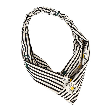 New Korean version striped printed facial mask, loose and tight interlaced hair tie, simple and retro hair accessory and headwear in stock Item Picture