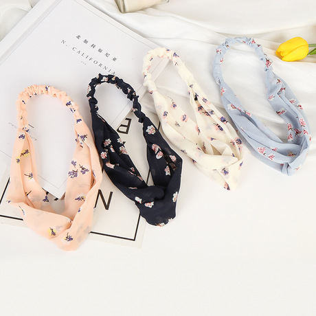 Simple and retro Korean-style printed facial mask, loose and tight interlaced hair accessories and headwear factory direct sales in stock full figure