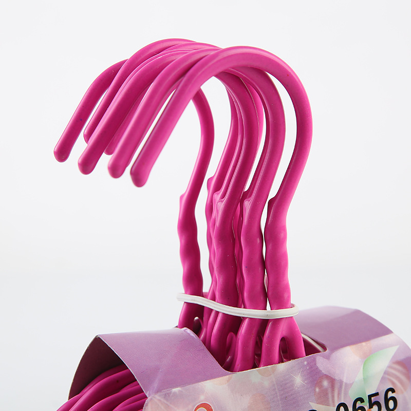 0656 Factory Direct sale of adult plastic iron wire and steel wire clothes hangers, dipped plastic solid color single-color clothes hangers, dry and wet dual-purpose details Picture