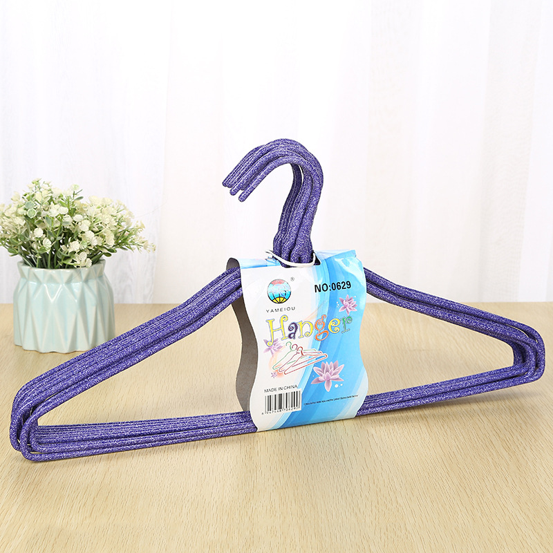 0629 46cm thick and thickened adult plastic-coated drying clothes hanger, household seamless multi-functional clothes hanger wholesale Specification image