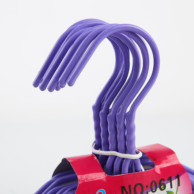 0611 Children's Clothes drying rack, wire and steel wire hanger, plastic-coated solid color hanger, suitable for both dry and wet use details Picture