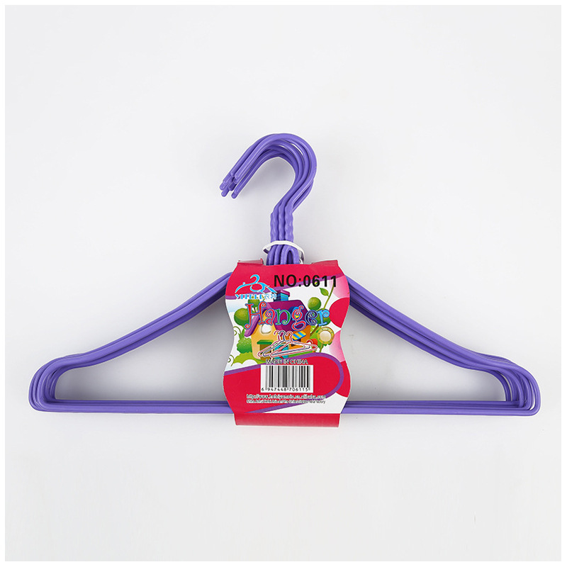 0611 Children's Clothes drying rack, wire and steel wire hanger, plastic-coated solid color hanger, suitable for both dry and wet use Item Picture