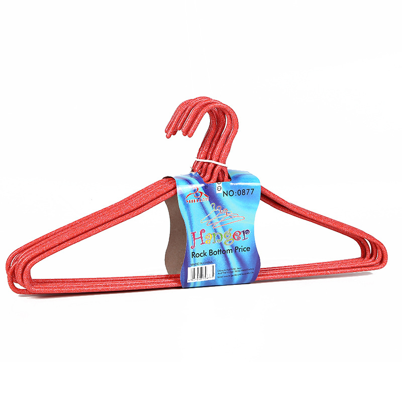 0877 Enlarged and thickened 46cm metal plastic-coated clothes rack, adult simple pattern anti-slip clothes drying rack wholesale Item Picture