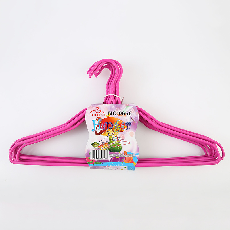 0656 Factory Direct sale of adult plastic iron wire and steel wire clothes hangers, dipped plastic solid color single-color clothes hangers, dry and wet dual-purpose