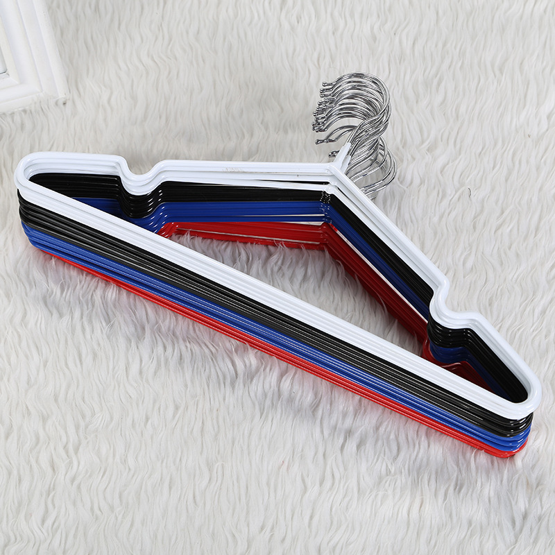0858 Wholesale thickened metal wire plastic-coated clothes hanger, creative home groove anti-slip multi-functional clothes drying rack Application Scenario