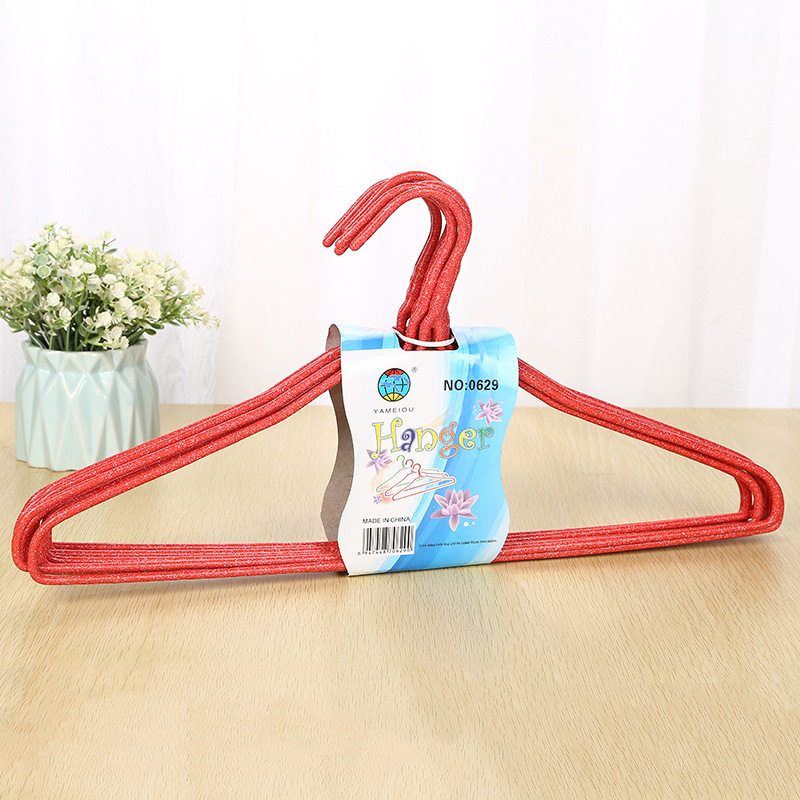 0629 46cm thick and thickened adult plastic-coated drying clothes hanger, household seamless multi-functional clothes hanger wholesale details Picture