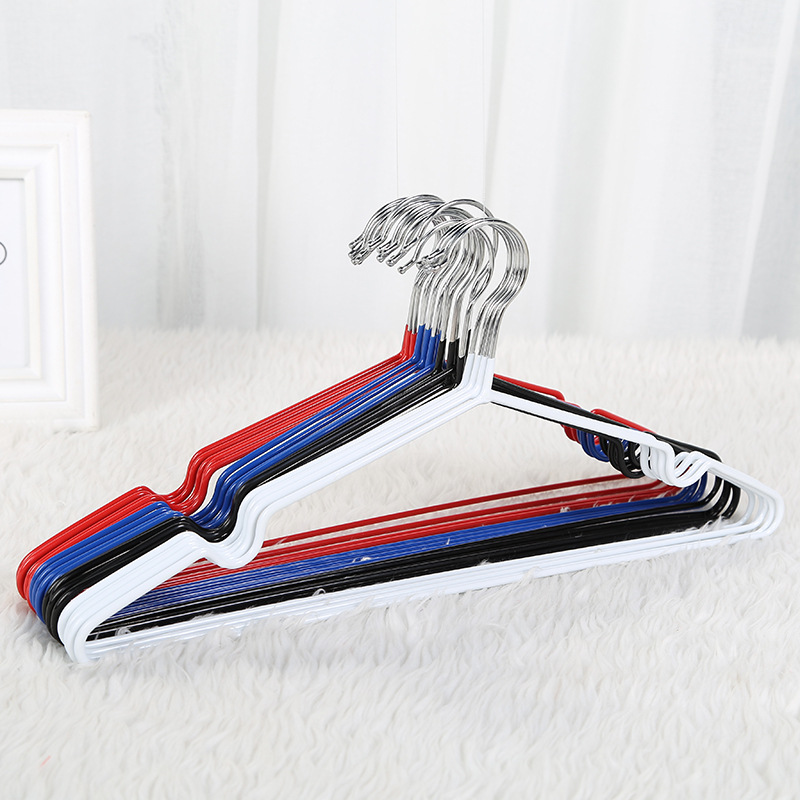 The 0855 new best-selling creative and simple candy-colored metal dipped plastic multi-functional grooved anti-slip hanger for home use Application Scenario