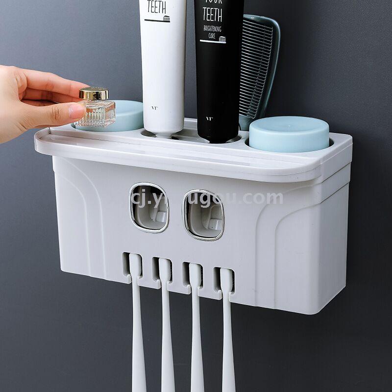 Creative toothpaste rack with invisible stickers and wall-mounted toothbrush cups details Picture