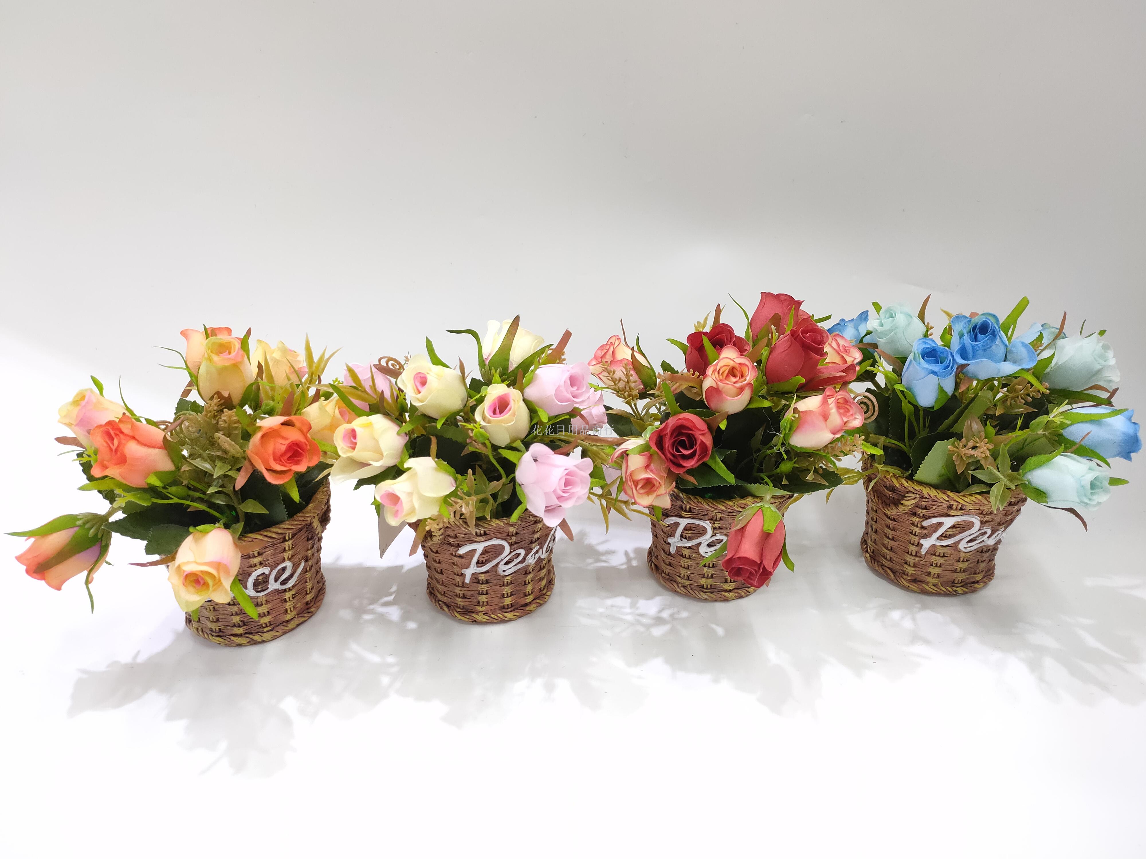 Imitation flower imitation stone basin basket autumn rose decoration living room bedroom table ornaments