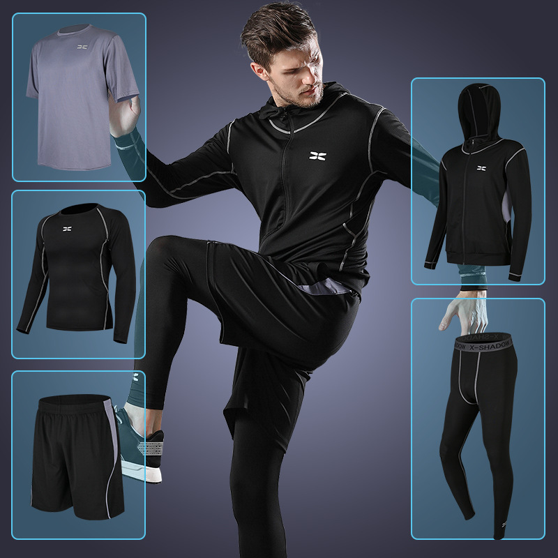 Wholesale of two-piece sets of men's casual outdoor sports quick-drying short-sleeved fitness clothing for Spring/Summer 2020 Specification image