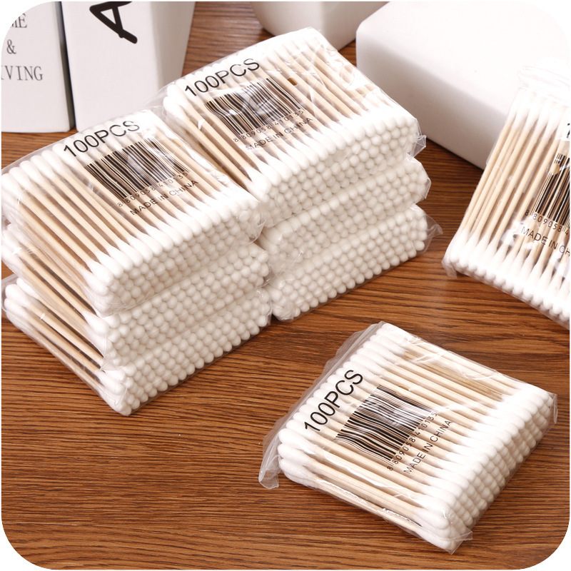 100 double-headed kapok stick Tampon cotton stick Baby tampon cotton ball Makeup remover cotton swab