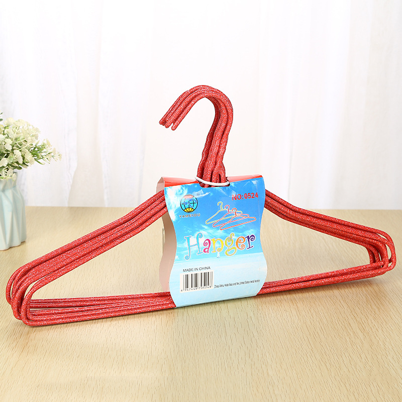 0524 Simple thickened metal dipped plastic traceless clothes drying rack, colorful household wardrobe, adult anti-slip clothes rack details Picture