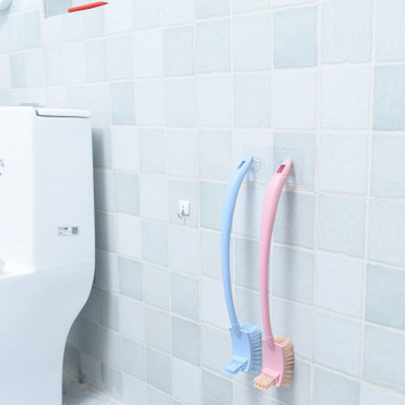 Double-sided plastic thickened long-handled decontamination toilet brush, toilet brush, bathroom cleaning, crease-bending brush, sanitary brush