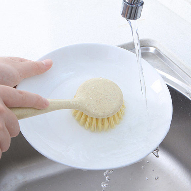 Factory direct sales of wheat straw kitchen long-handled pot brushes, cleaning brushes, hanging non-stick dishwashing brushes and pot brushes Specification image