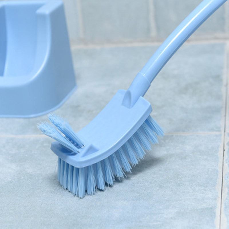 Double-sided plastic thickened long-handled decontamination toilet brush, toilet brush, bathroom cleaning, crease-bending brush, sanitary brush details Picture