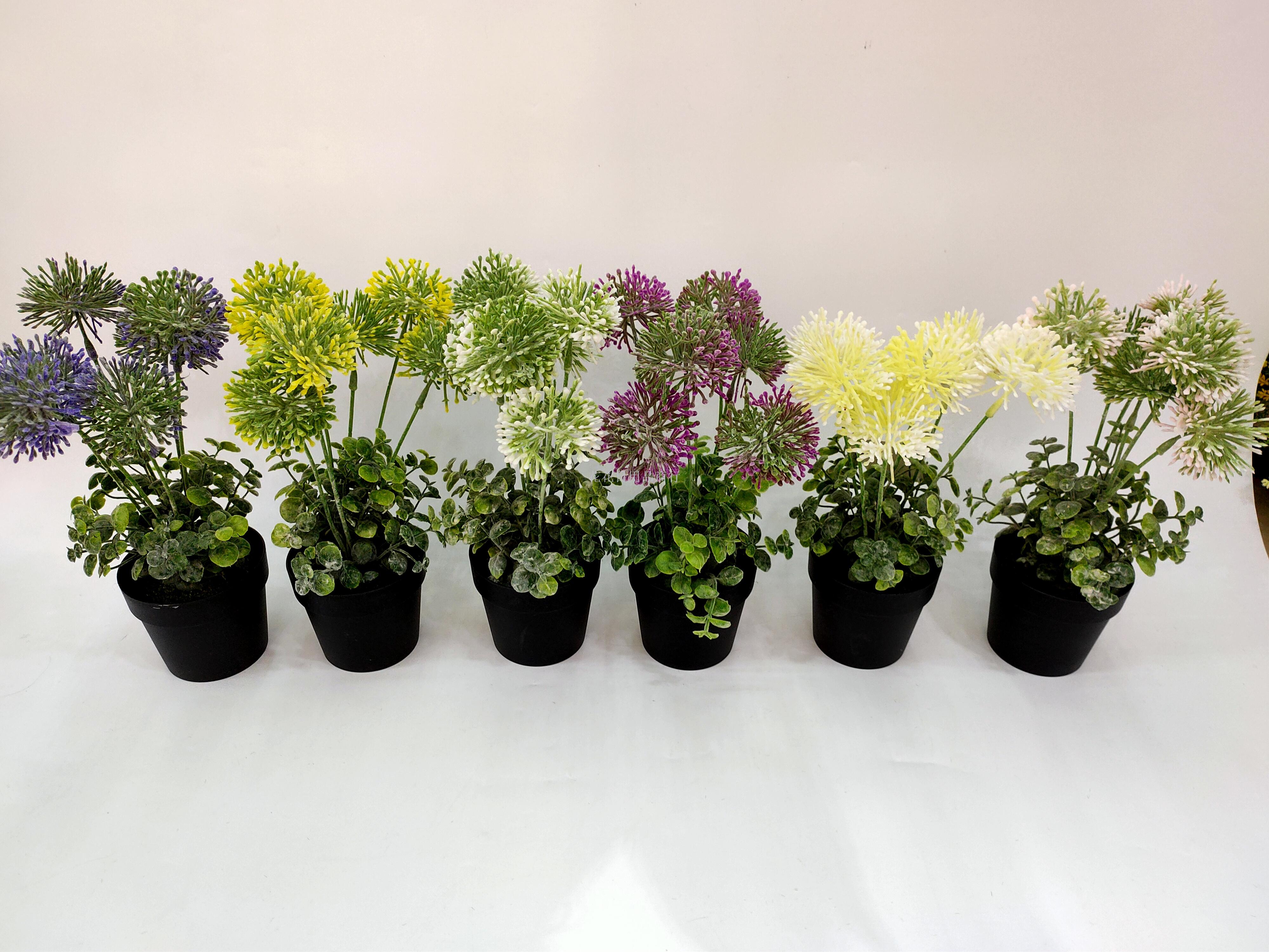 新款黑色盆加粉彩色圆球仿真花盆景欧式风格装饰品假花