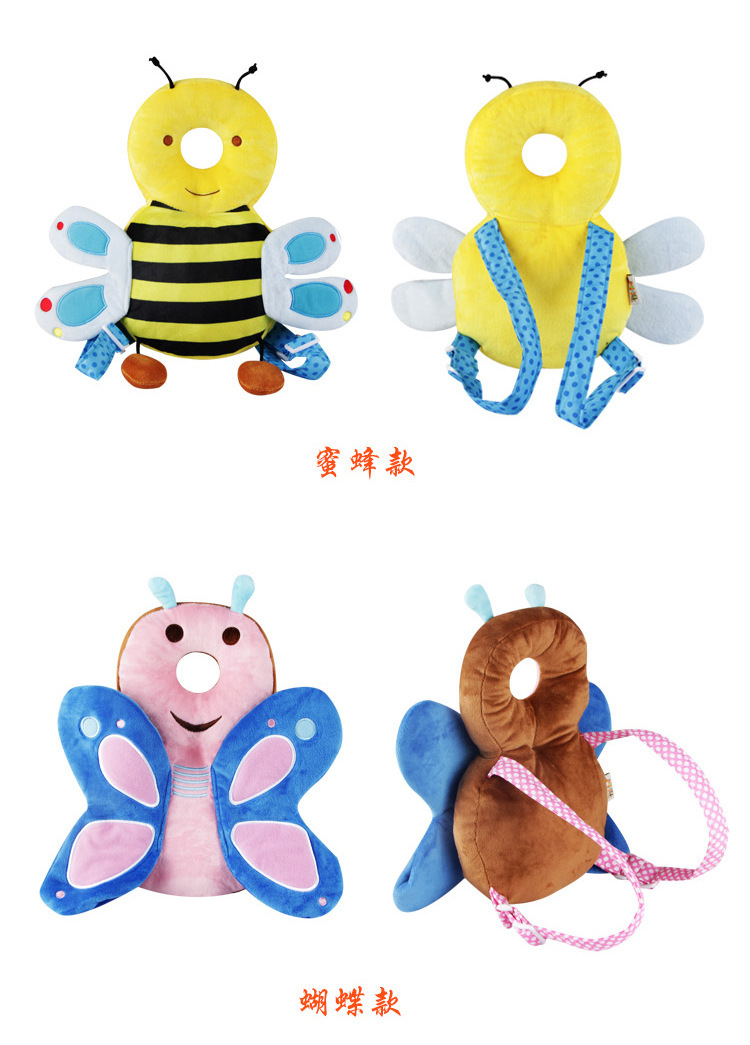 Protector de cabeza para bebé protector de cabeza para espalda animal búho abeja ladybug almohada anti-caídas varios dibujos animados opcional
