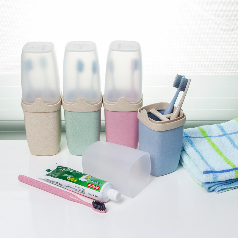 Wheat bellflower thickened toiletry cup, outdoor portable travel toothbrush cup, toiletry set details Picture