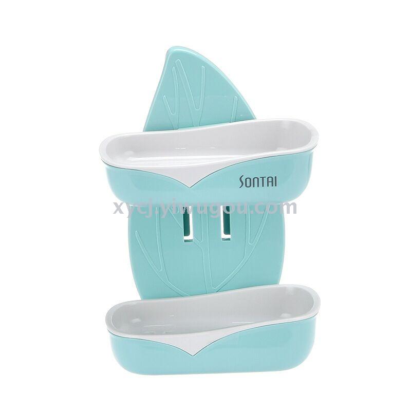 Scarless leaf soap box, double-layer draining soap box, green ivy leaf hollowed-out toiletry soap box Item Picture